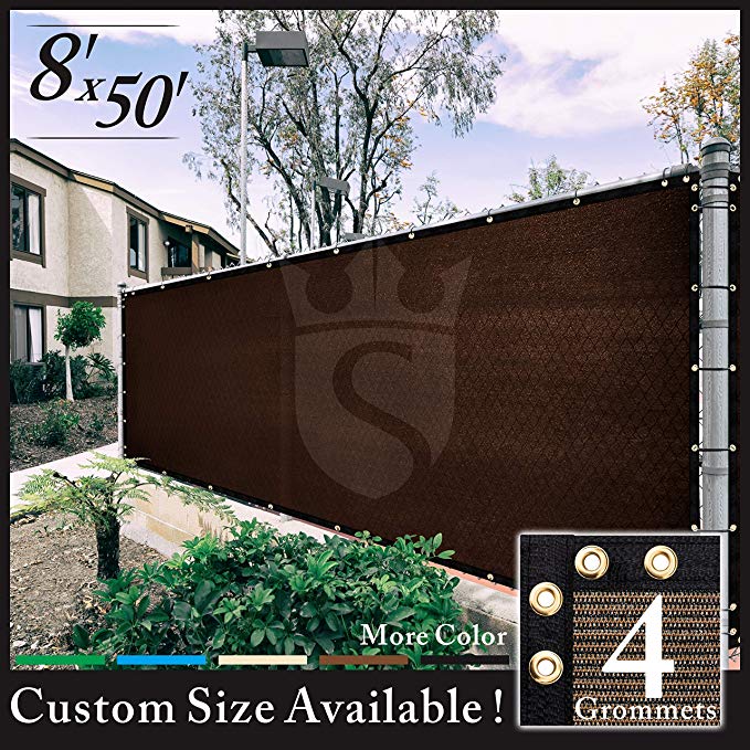 Royal Shade 8' x 50' Brown Fence Privacy Screen Cover Windscreen, with Heavy Duty Brass Grommets, Custom Make Size